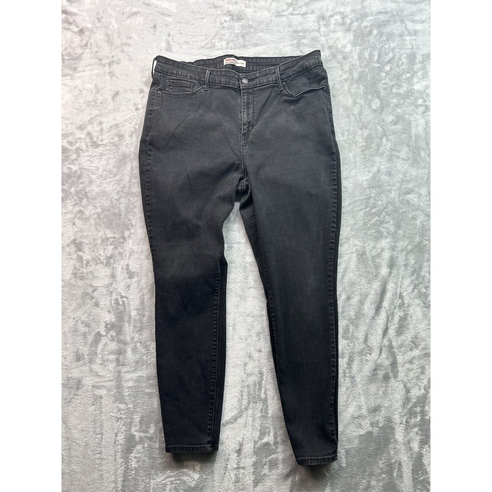 Levis Womens Plus Sz 18M Designer Jeans Black Mid Rise Skinny Stretch Denim Pant